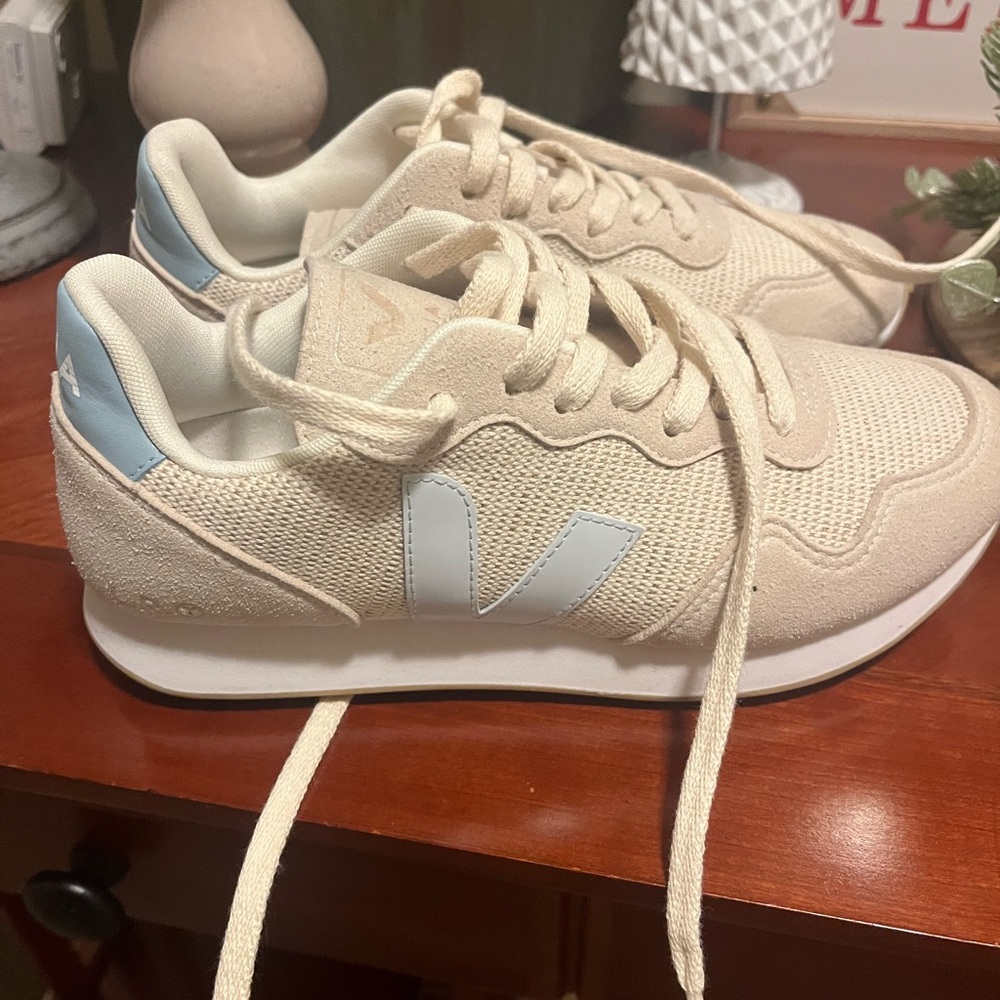 Veja Off-White and Light Blue Sneakers